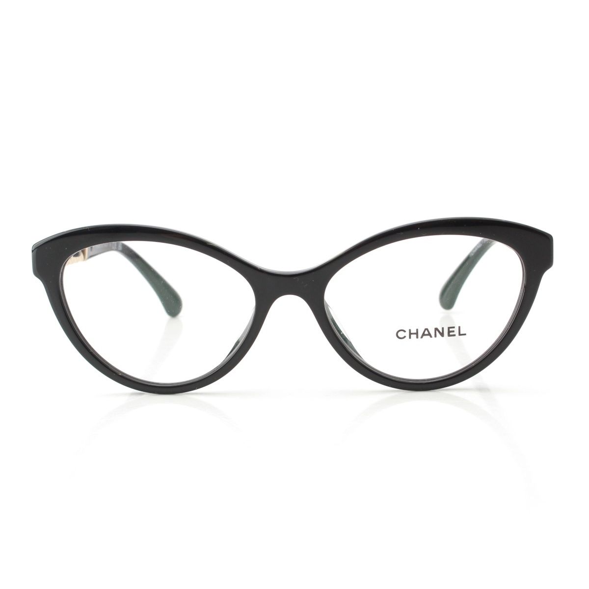 シャネル レザー キャットアイ チェーン サングラス アイウェア 3428-Q ブラック 55□17 140