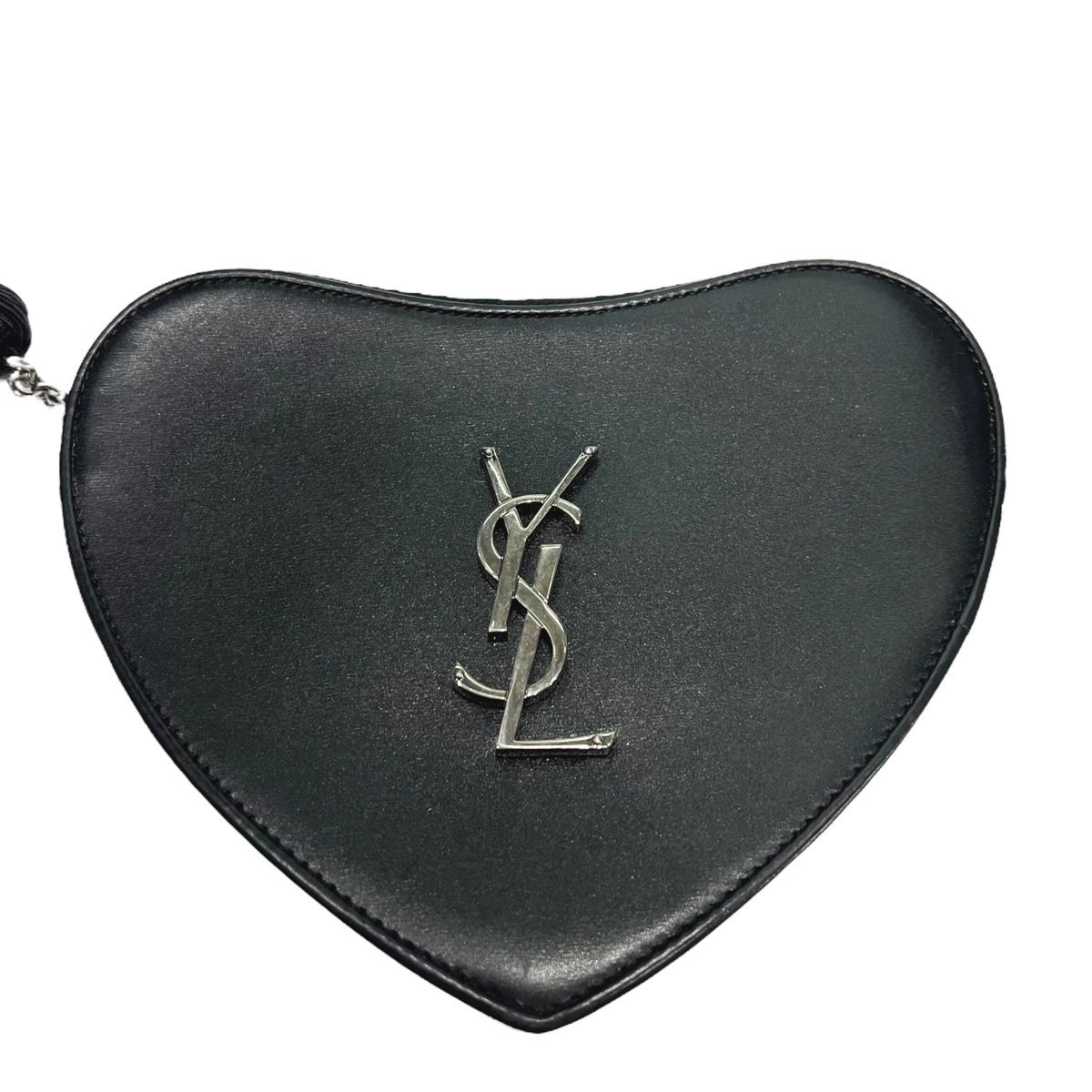 Saint Laurent サンローラン ハートフリンジ ショルダーバッグ 黒 レザー 540694 YSLロゴ チェーンバッグ レディース 24019083 HO DECORATOM_COM_BR