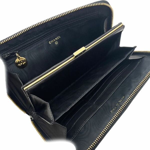  シャネル 長財布 ココマーク ラウンドファスナー長財布 キャビアスキン レザー 革 ブラック 黒 CHANEL CC がま口長財布 財布 ロングウォレット ウォレット サイフ き その他 折り財布