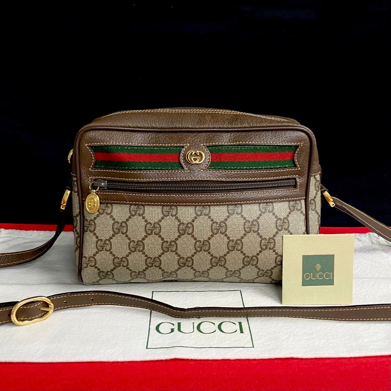 極 美品 希少 GUCCI グッチ オールドグッチ ヴィンテージ シェリーライン GG ロゴ 金具 レザー 本革 ショルダーバッグ ポシェット  24865 - メルカリ