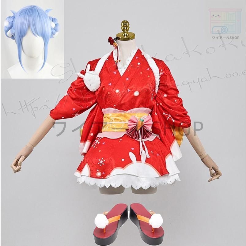 バーチャルYouTuber風 彩虹社 VTuber 兎田ぺこら Usada Pekora コスプレ衣装ウィッグcos靴 演出服 cosplay 変装 仮装ハロウィン