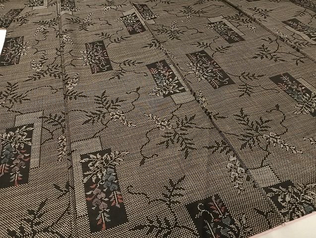 平和屋着物●本場大島紬　７マルキ　花短冊文　正絹　逸品　AAAU4226np 平和屋着物○本場大島紬 7マルキ 花短冊文 正絹 逸品 AAAU4226np