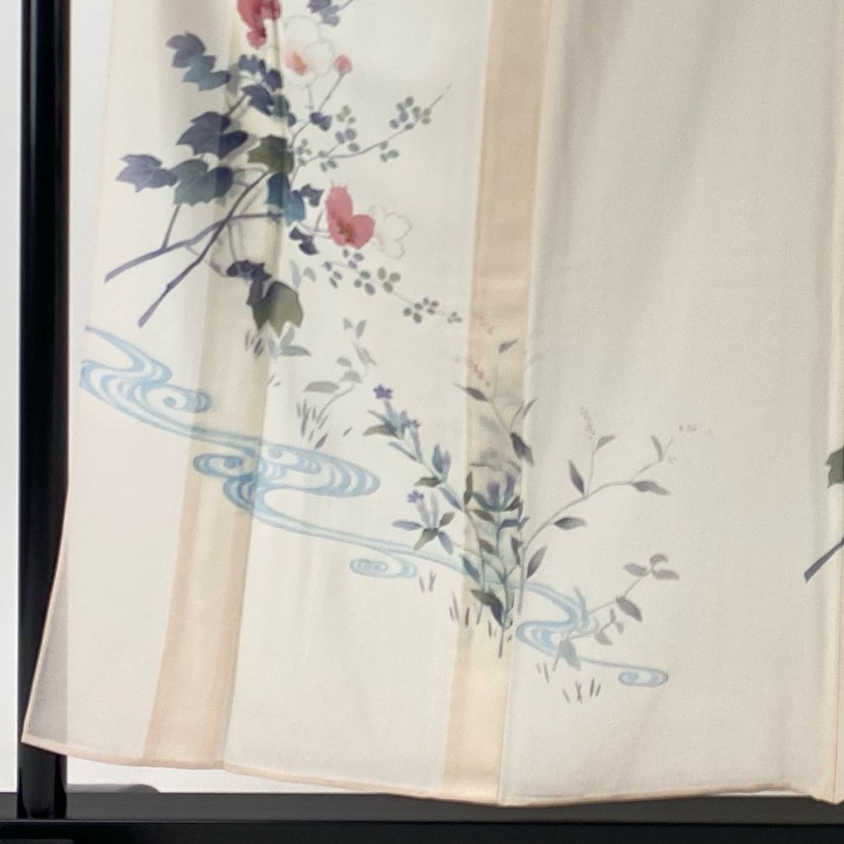 付下げ 身丈157cm 裄丈61.5cm S 薄物 絽 枝花 流水 刺繍 銀彩 薄ピンク  