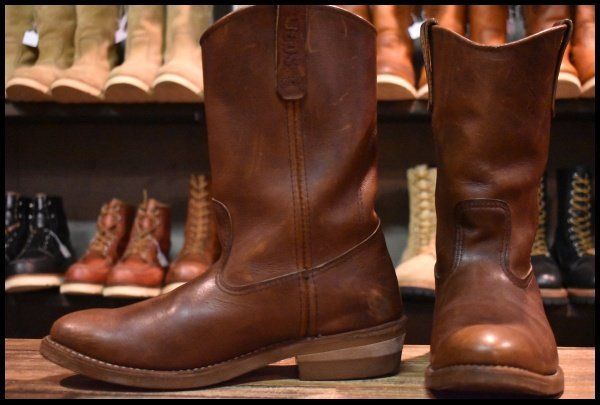 【9E 良品 08年】レッドウィング 8159 ペコス 茶 ブラウン アンバー ハーネス ブーツ redwing pecos HOPESMORE【EG405】