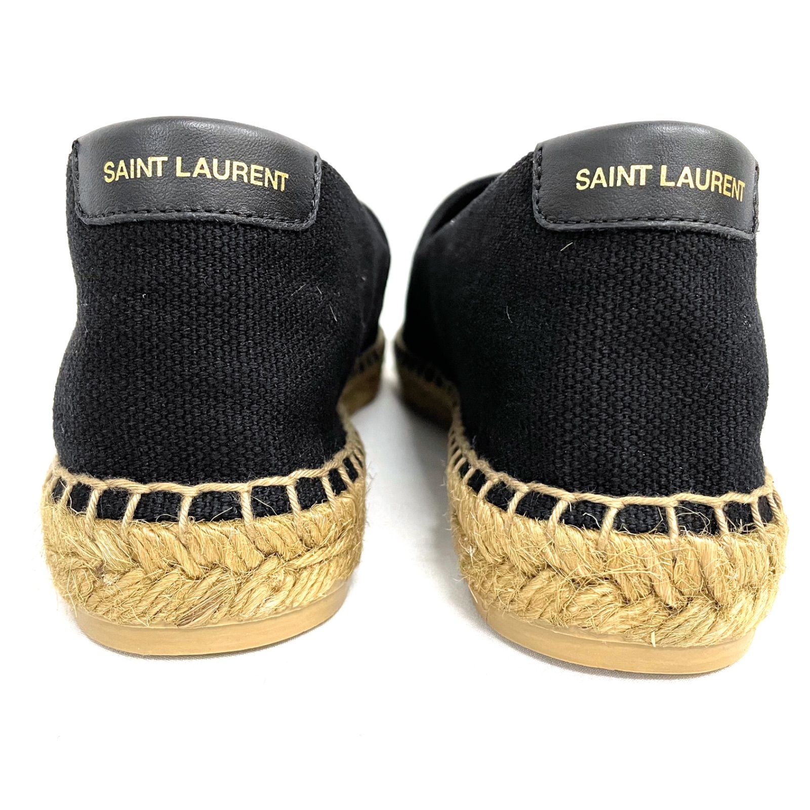 非常に高い】 LAURENT サンローラン キャンバス ロゴ刺繍 スリッポン 