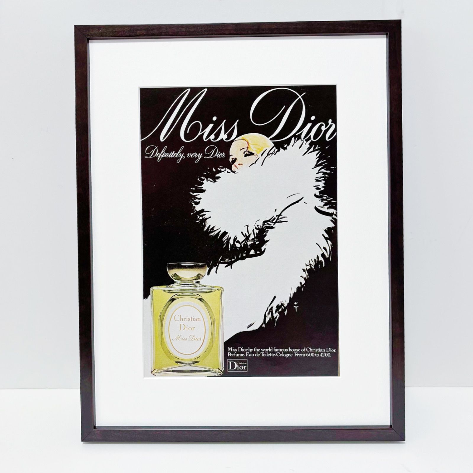 ＜1975 広告＞Dior ディオール Rene Gruau ルネ・グリュオ ポスター ヴィンテージ アートポスター フレーム付き 額縁 インテリア モダン おしゃれ かわいい 壁掛け ポップ  レトロ