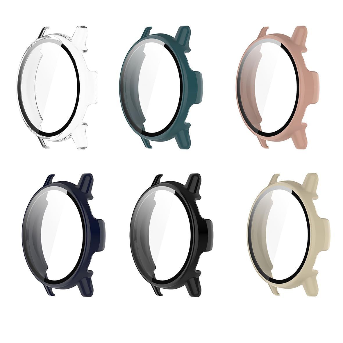 Faygtni6個セット ガーミン対応 vivoactive5対応 一体型 ケース+ガラスフィルム PC+ガラス製 高透過率 9H硬度 全面保護 耐衝撃 軽量 薄型 装着簡単 GARMIN対応 vivoactive 5対応 一体型 保護カバー