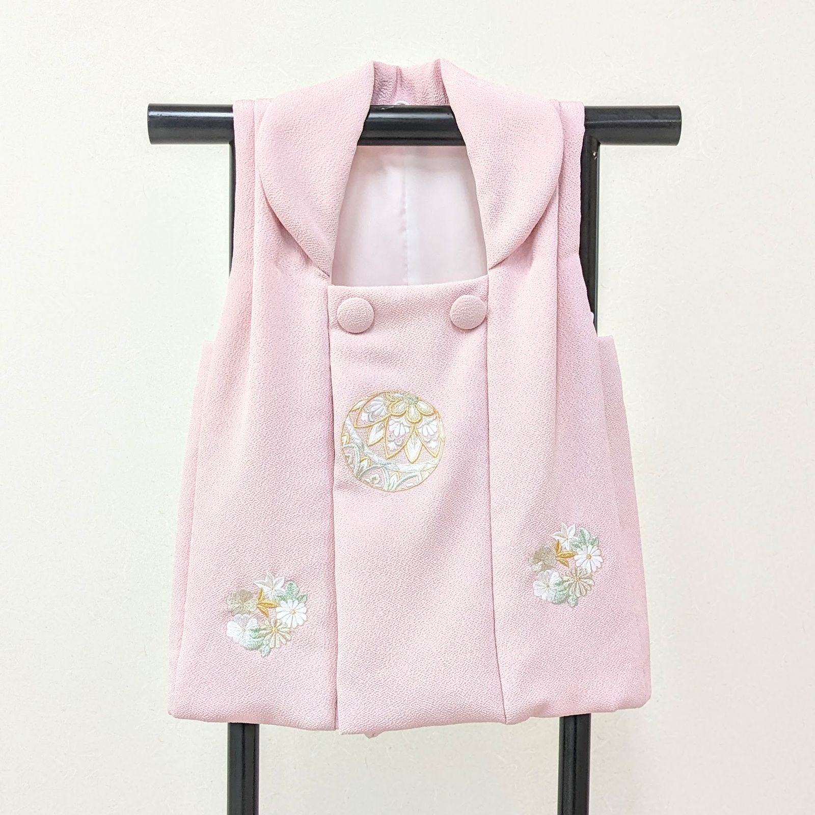 綾七五三女の子七五三 3歳 女の子 被布コート 単品 くすみ ピンク 毬 刺繍 SH10-3