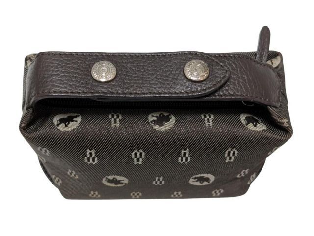 新品同様 ハンティングワールド ポーチ ロゴ キャンバス ダーク  