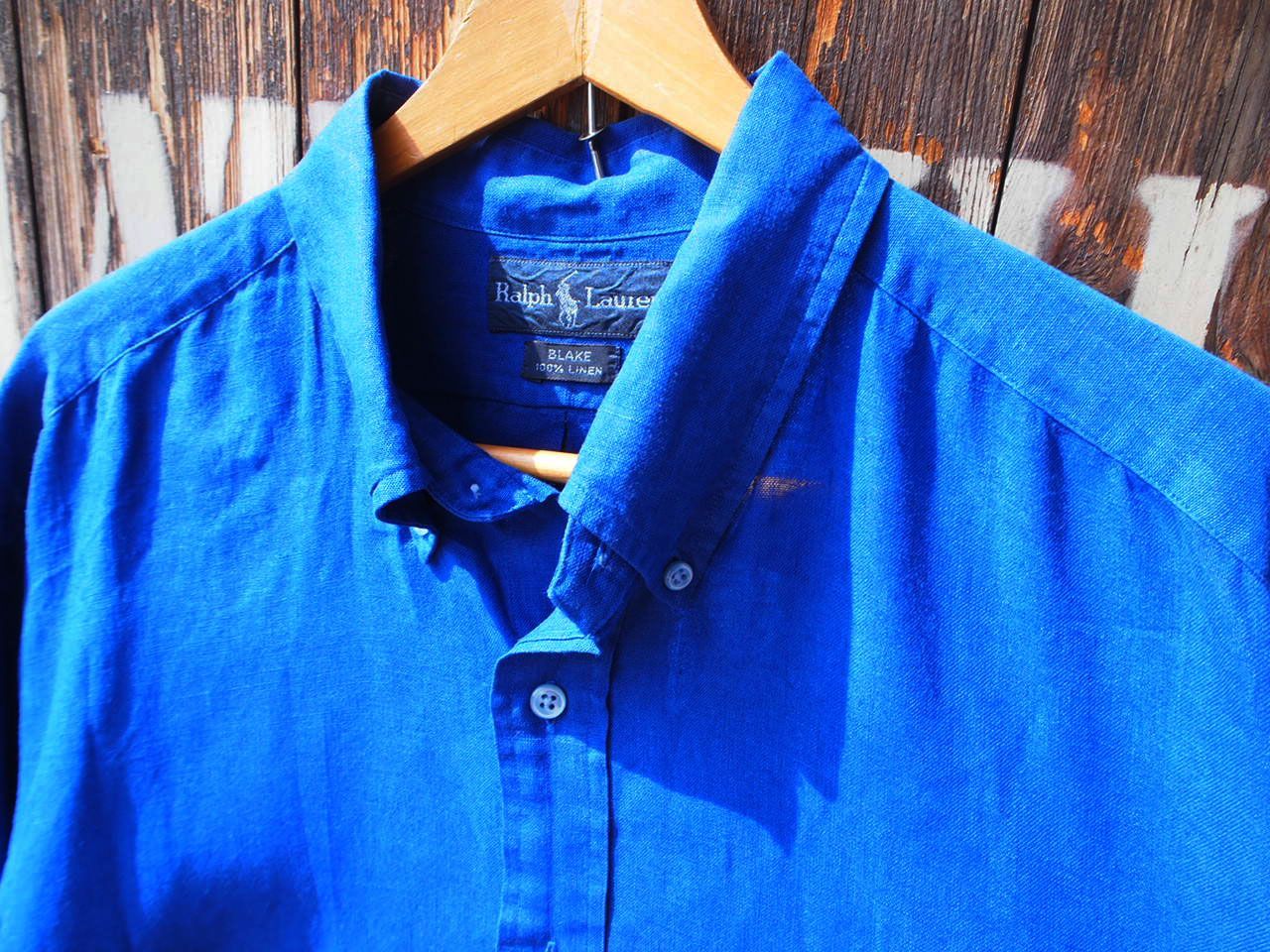 ポロラルフローレン　ボタンダウンシャツ　麻　リネン　ネイビー　90s　古着 楽天市場】ポロラルフローレン 80s 緑タグ ボーイズ規格