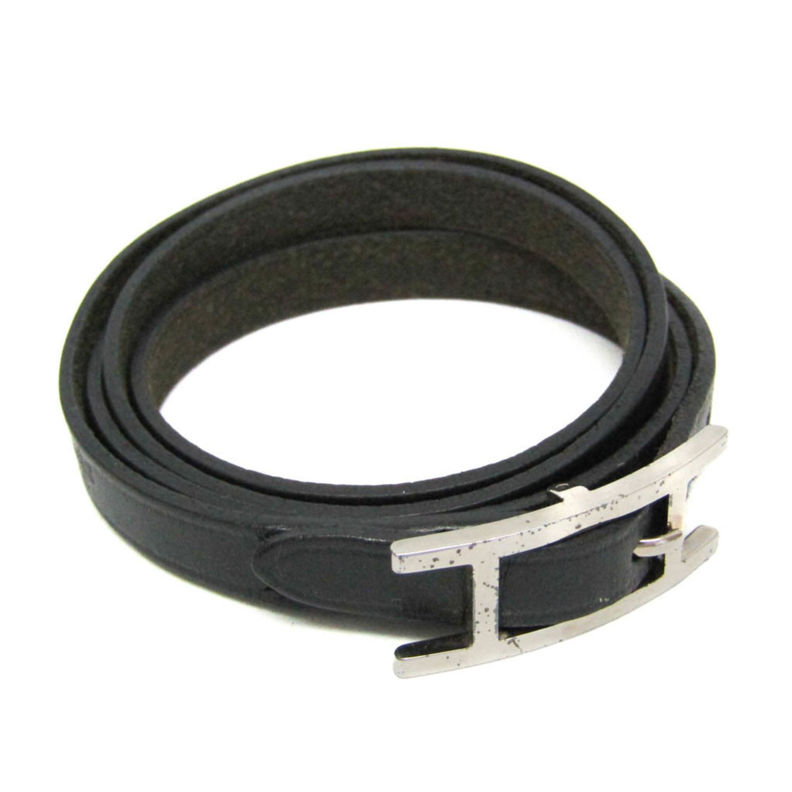 HERMES エルメス　アピ　ブレスレット　レザー　黒　H金具　シルバー HERMES アピ ブレスレット シルバー ブラック バングル エルメス 黒