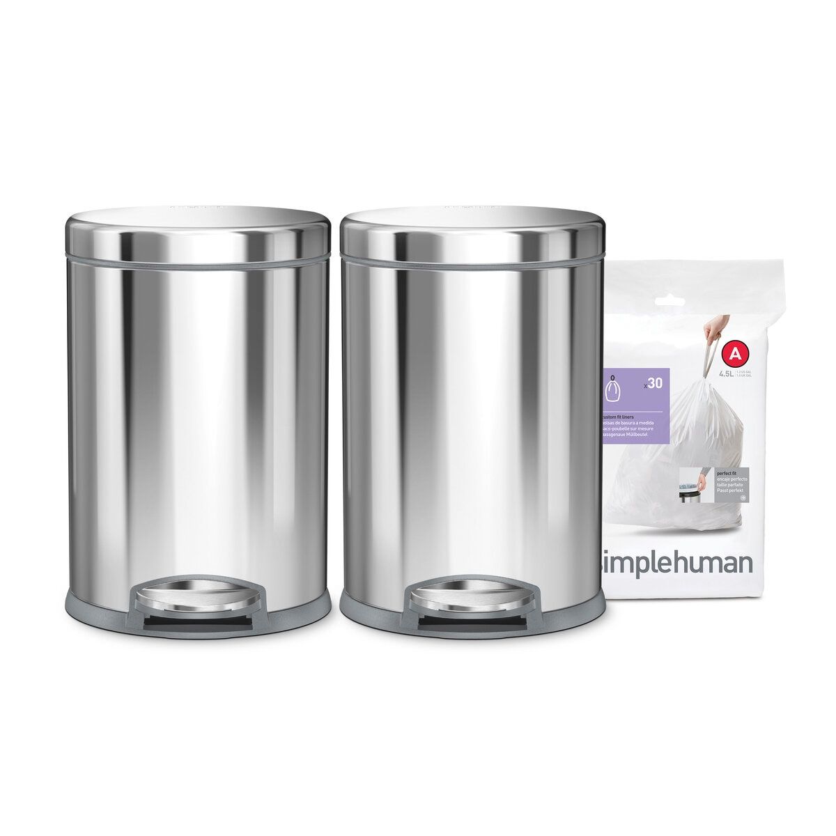simplehuman（シンプルヒューマン）ステップダストボックス4.5L 2個 + カスタムフィットライナー30枚 CW2205