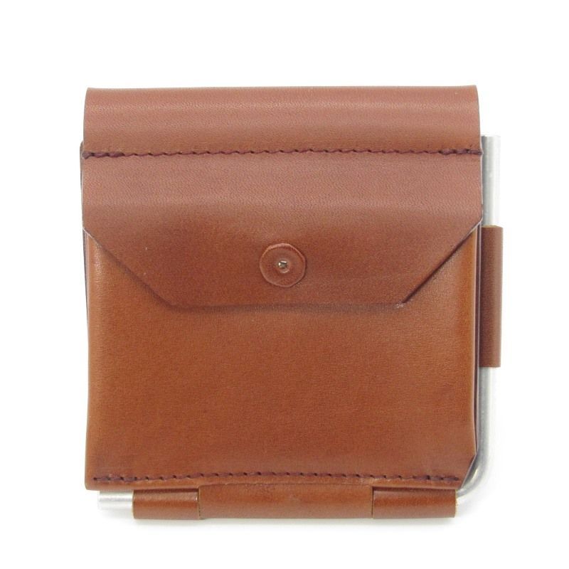 未使用 macromauro マクロマウロ 三つ折り財布 AL FOLDED WALLET ALフォールデッドウォレット L字アルミ軸 牛革 日本製 BROWN  80006921