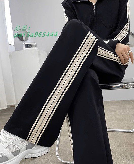 サイドラインパンツ サイドライン ジャージ レディース ボパンツ ロング丈 ドロスト ハイウエスト 大きいサイズ 黒 シンプル カジュアル 3L 4L pai5a965444 DECORATOM_COM_BR