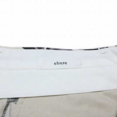 エブール ebure 美品 24SS ナチュラルリネンフラワー ベルテッドパンツ