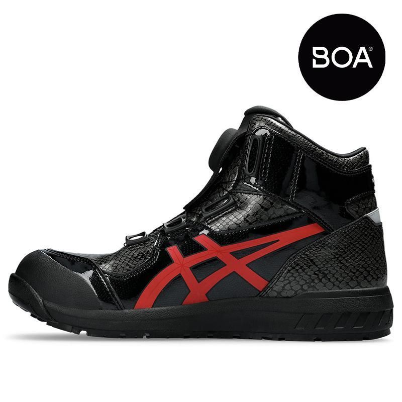 ASICS BOAシステム 安全靴　黒/赤　限定スネーク柄 ウィンジョブ CP304 Boa 安全靴 アシックス asics 限定色ウィン