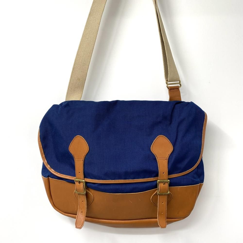 70s L.L.Bean ショルダーバッグ ギザタグ ブルー ブラウン 内側劣化有り エルエルビーン 17 240017718265