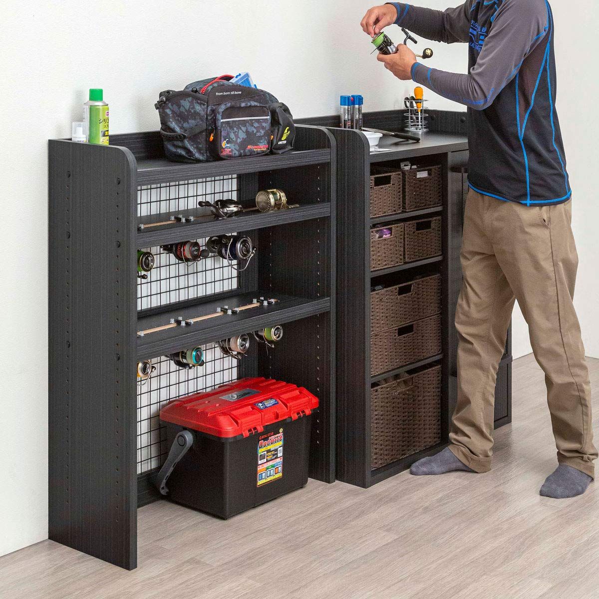 白井産業 釣具 収納 ブラック 釣り具用ラック 幅80 高さ100.1 奥行29.6cm PSR-1080BK ペスカレージ