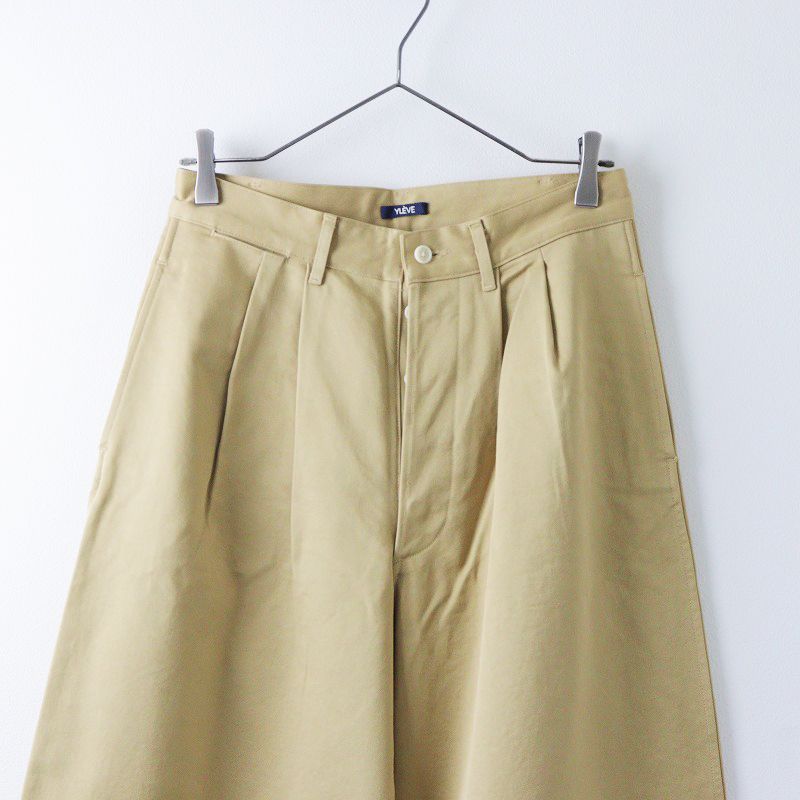 美品 イレーヴ YLEVE FINX COTTON CHINO WIDE TR 1/ベージュ コットンチノワイドトラウザー パンツ  タック【2400013929387】 - メルカリ