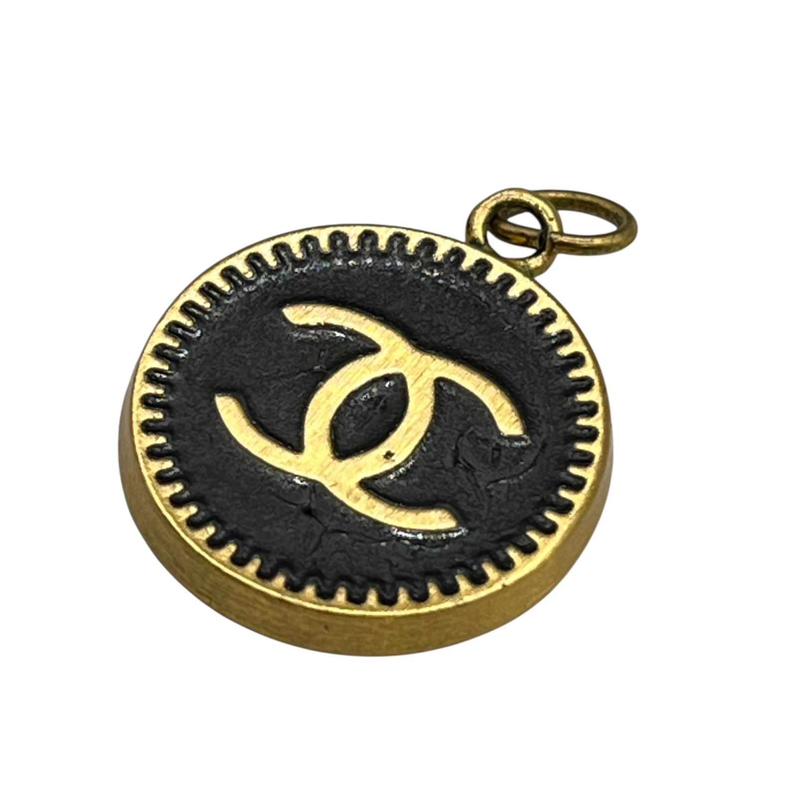 CHANEL シャネル ヴィンテージ ネックレスチャーム 黒 ゴールド ココ 