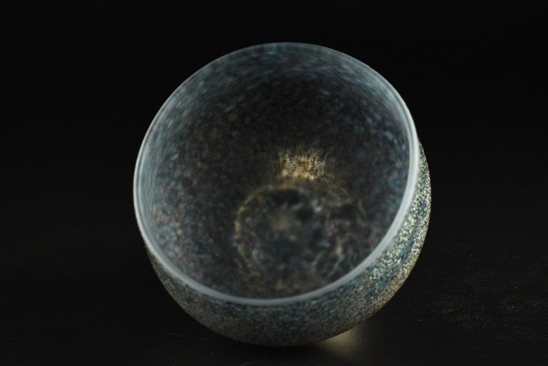 蔵A3922 石井康治 手吹硝子 茶碗 共箱 ガラス工芸