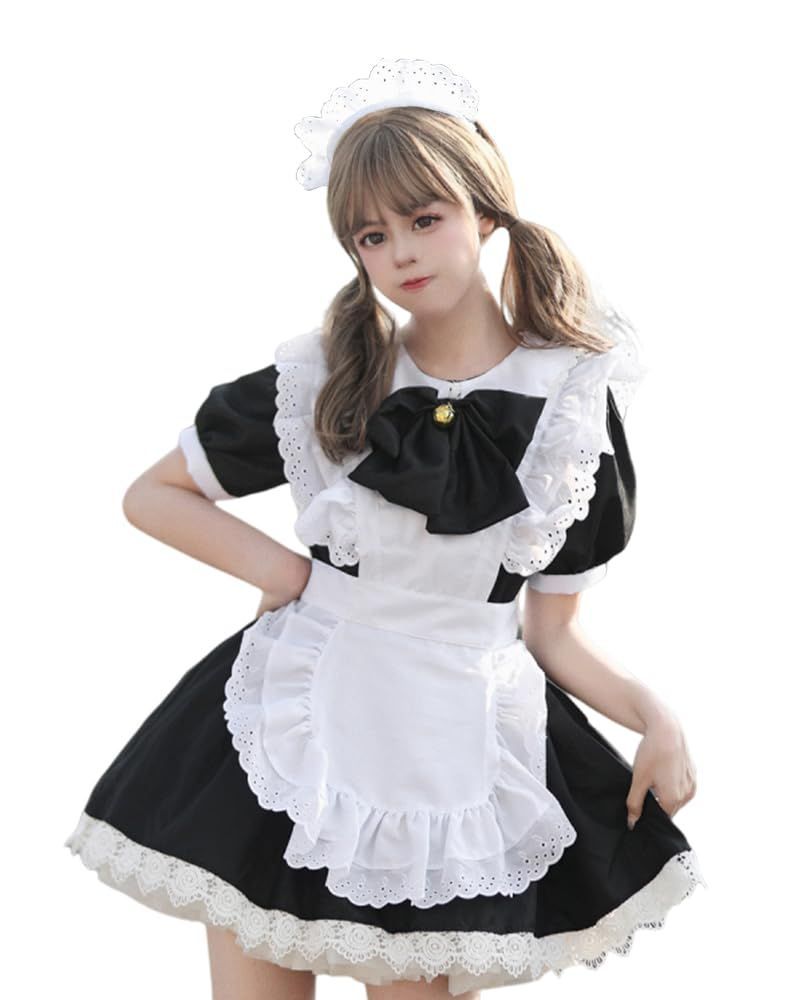 【特価商品】[AOTYP] メイド服 コスプレ コンカフェ メイド レースフリフリ ショート丈 メイドコスチューム ハロウィン仮装 レディース セット 一式 こすぷれ イベント パーティー 大人 ハロウィン 学園祭 撮影 オタクダンス