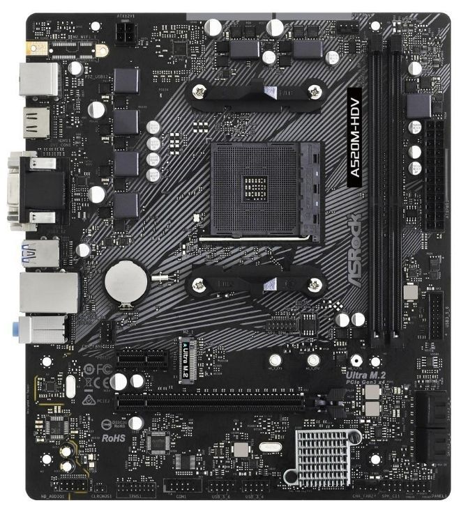 ASRock A520M-HDV AM4 AMD A520 SATA 6Gb/s Micro ATX AMD