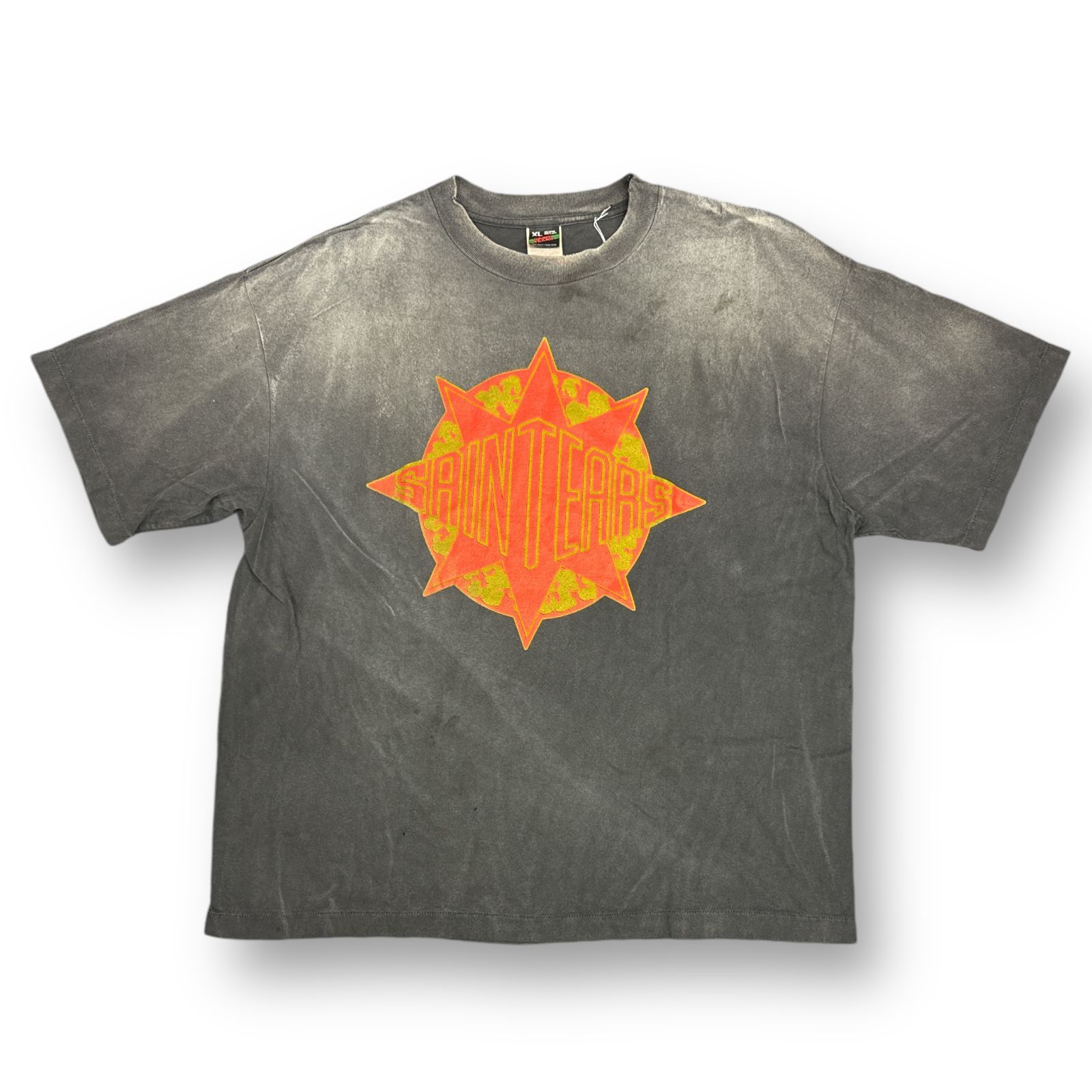 定価46200円 美品 SAINT MICHAEL × DENIM TEARS 24AW DT_SS TEE / ST TEARS コラボ Tシャツ セントマイケル デニムティアーズ SM-YS1-0000-C45  ブラック系 XL  77541A3