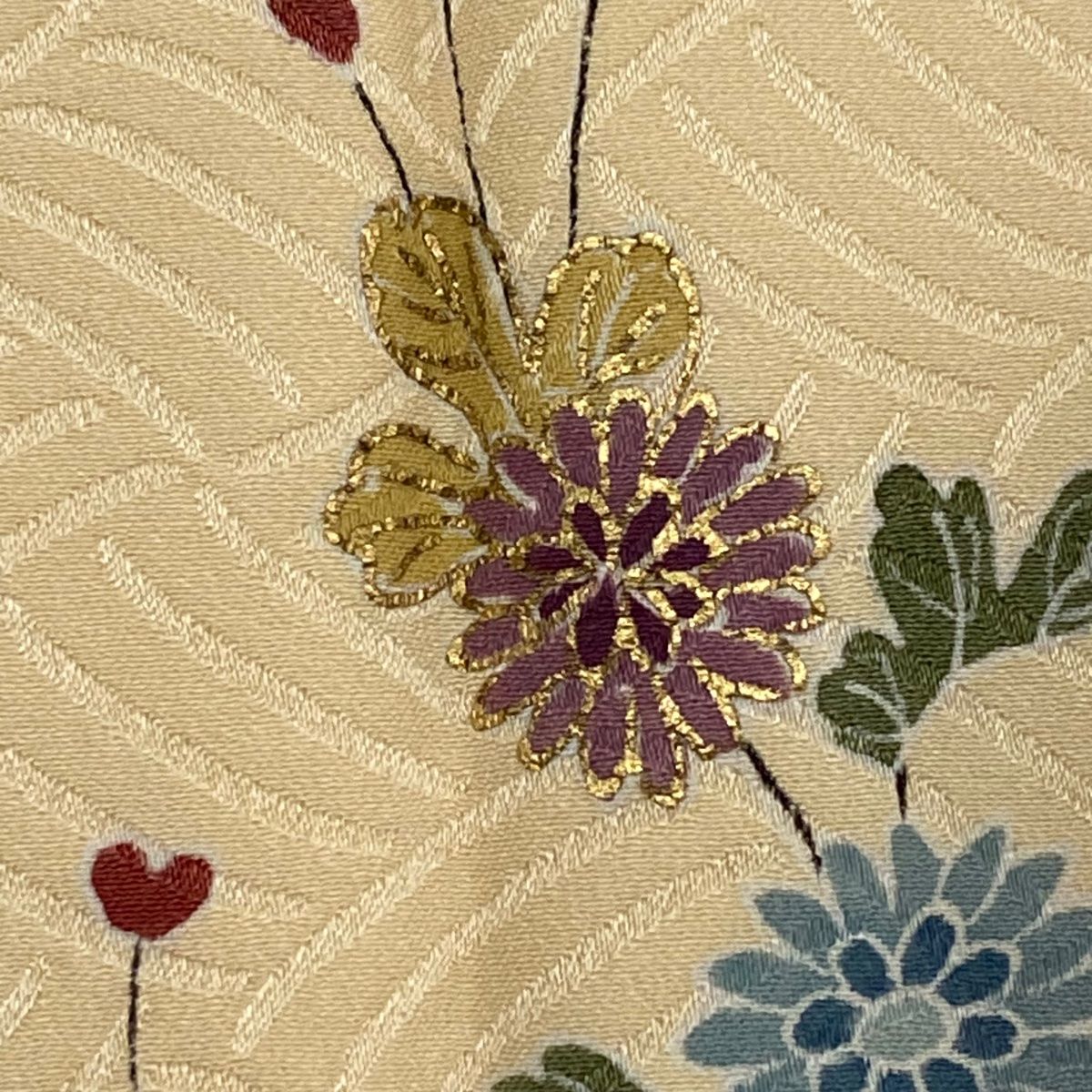 訪問着 身丈171cm 裄丈67.5cm L 袷 松竹梅 雪輪 刺繍 ベージュ 正絹 美  