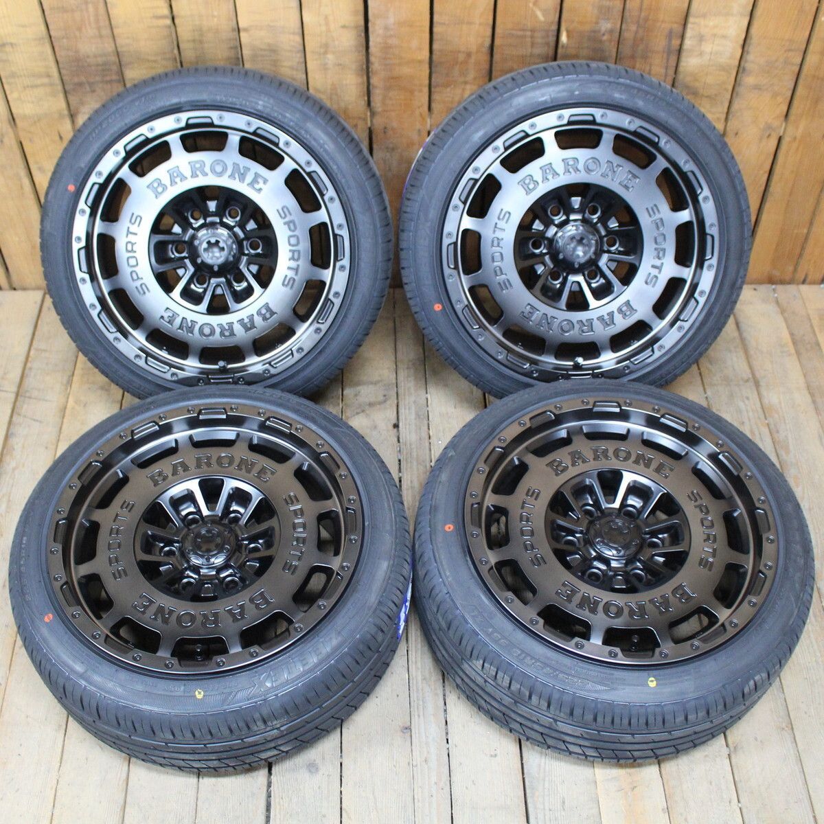 200系 ハイエース オーバーフェンダーサイズ 18インチ 9J+25 ファブレス BARONE AP-12 ワイド 225/45R18 新品 タイヤ  ホイール 4本SET