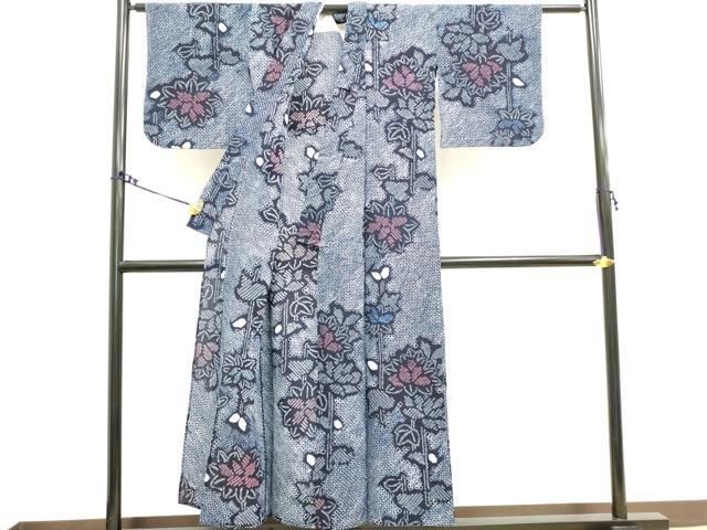 平和屋着物∴夏物 浴衣 有松鳴海絞り 草花文 綿 逸品 DAAV7084cd  