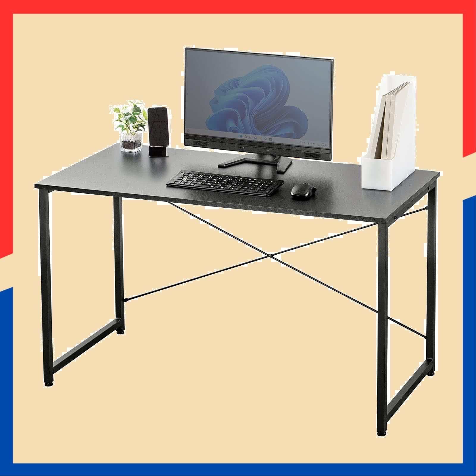 即日発送 PCデスク 机 組立簡単 モニターアーム対応 幅120×奥行60cm ブラック パソコンデスク 100-DESKF004BK3 サンワダイレクト