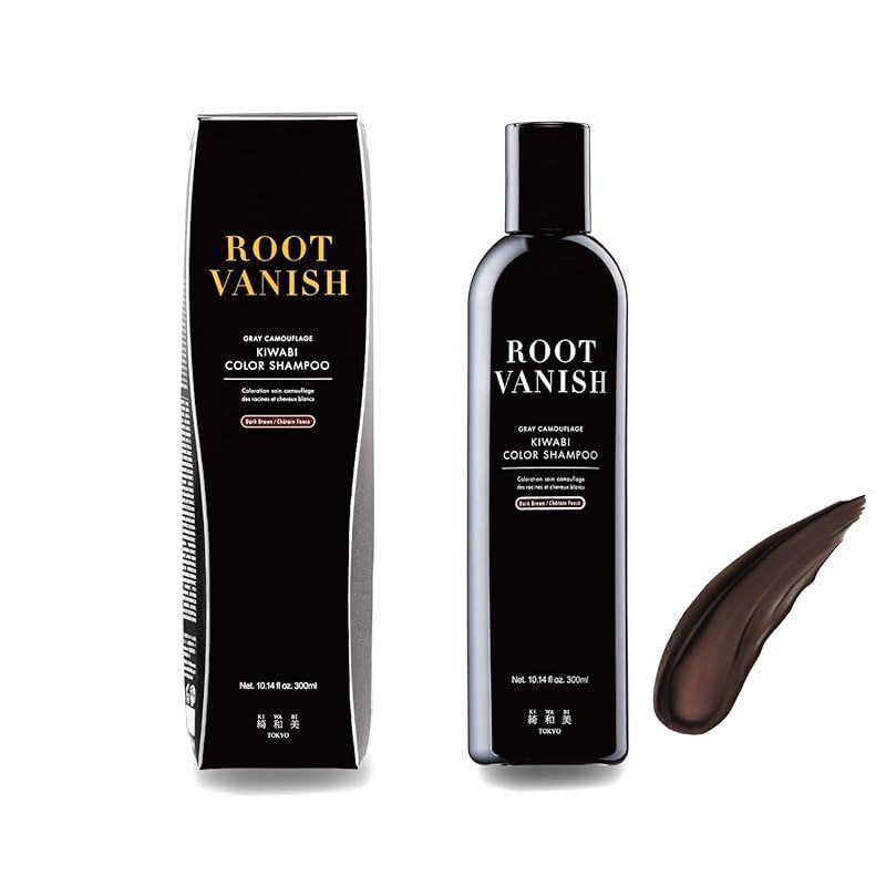 人気，正規品 綺和美 KIWABI Root Vanish カラーシャンプー ダークブラウン 単品 白髪 シャンプー 1 白髪染め