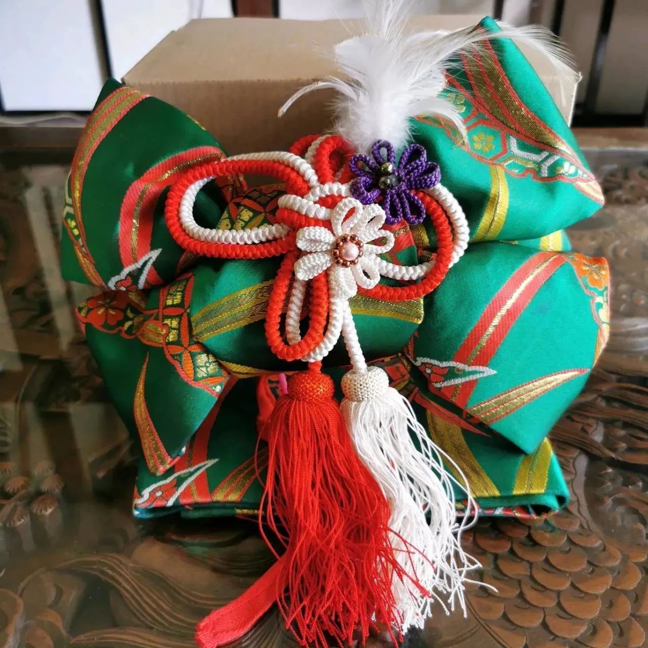 1度着用七五三作り帯 髪飾りセット帯しっかりした生地作り帯 帯締め付け帯着物 SOUBIEN 七五三 着物 7歳 販売 七歳 着物セット 女の子 作り帯 筥迫