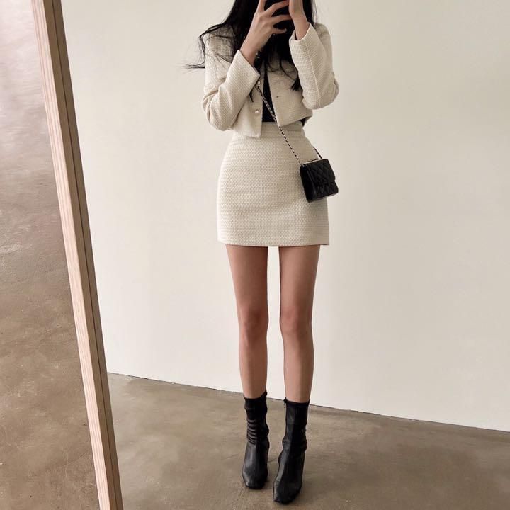 韓国♡大人可愛い♪ 超上品 ツイード ジャケット ミニスカート