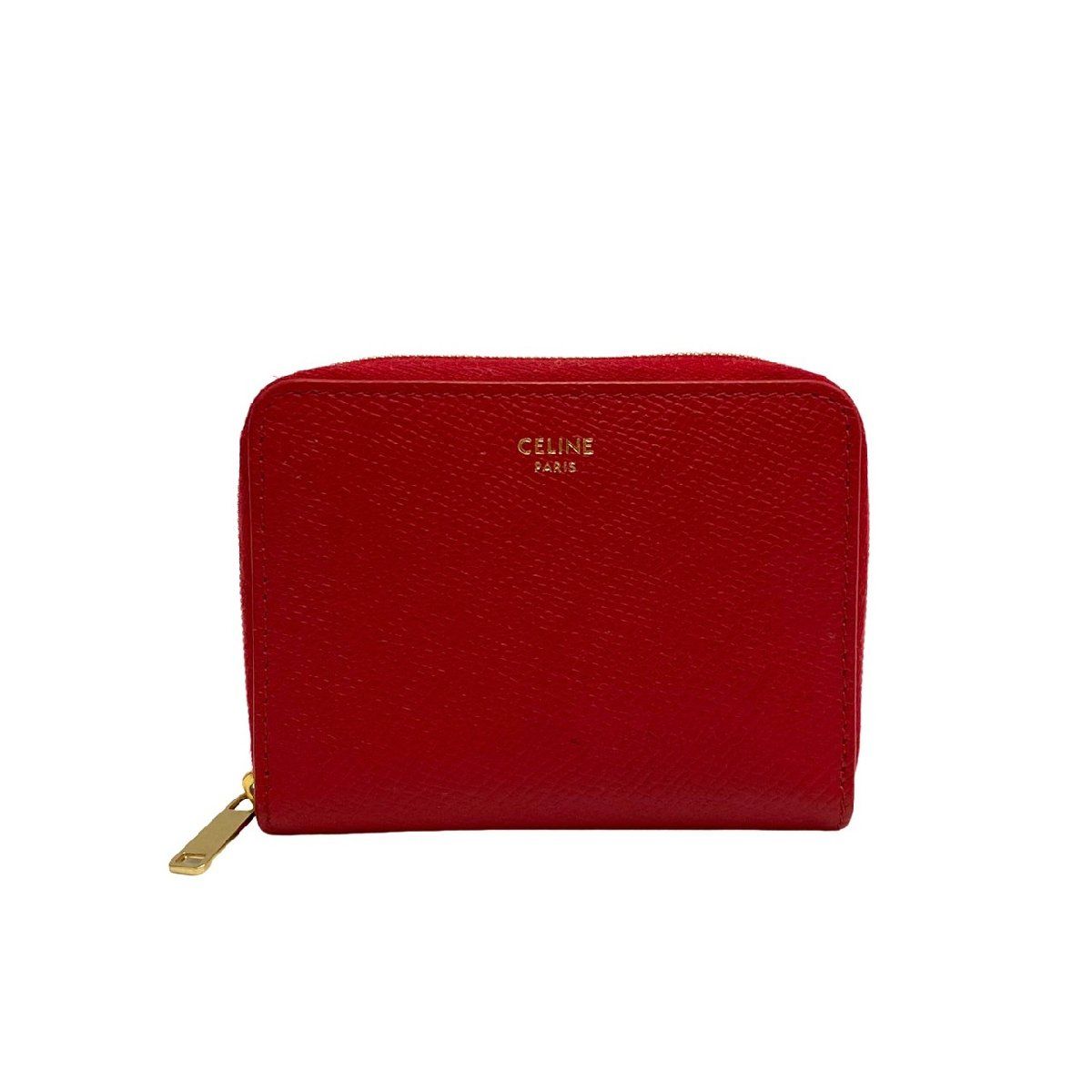 極美品 CELINE セリーヌ ロゴ レザー 本革 ラウンドジップ 極美品 CELINE セリーヌ ロゴ レザー 本革 ラウンドジップ