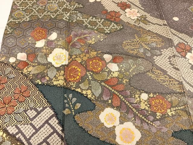 平和屋着物○訪問着 作家物 舞花文 たたき染め 金彩 正絹 逸品 AABB1518ph