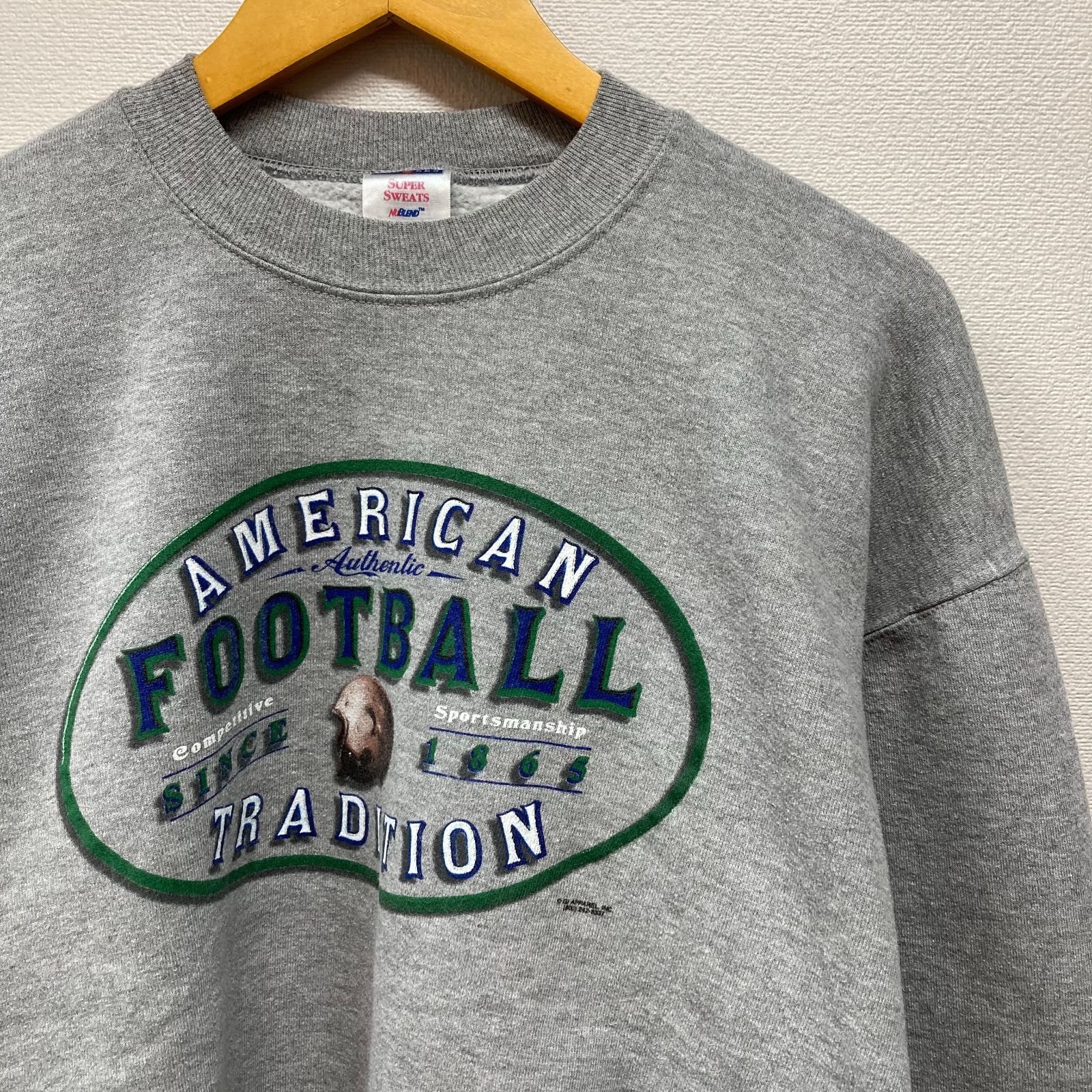 古着　L　ジャージーズ　JERZEES　アメリカンフットボール　スウェット　クルーネック　グレー　霜降り