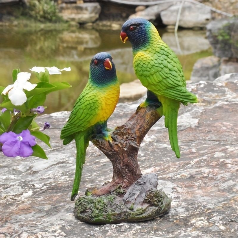 置物 オブジェ ガーデンオーナメント 枝に止まっている2羽の鳥 小鳥 バード 屋外 インテリア 玄関 リビング ダイニング 装飾 庭 ガーデニン