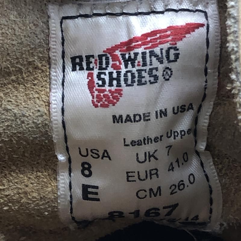 【中古】RED WING 8167 PLAIN TOE ブーツ TAN ROUGH OUT SUEDE 26cm レッドウイング[10]