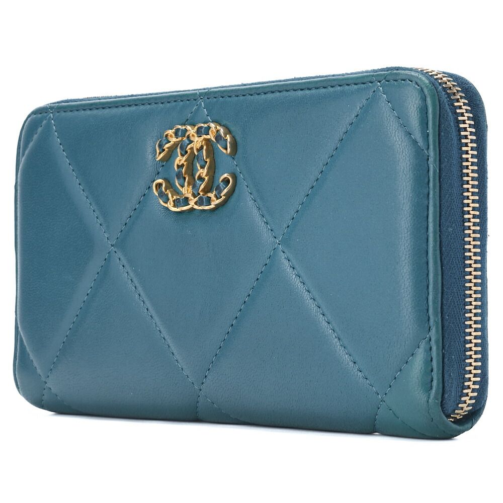 CHANEL シャネル シャネル19 マトラッセ ラウンド長財布 ラムスキン