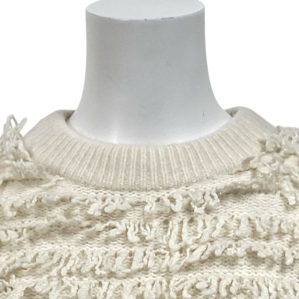 ◆ アクリス AKRIS ループニットプルオーバー セーター 長袖 ラウンドネック 白 毛混 シルク混 カシミア混 36 S 7号 レディース S5W222