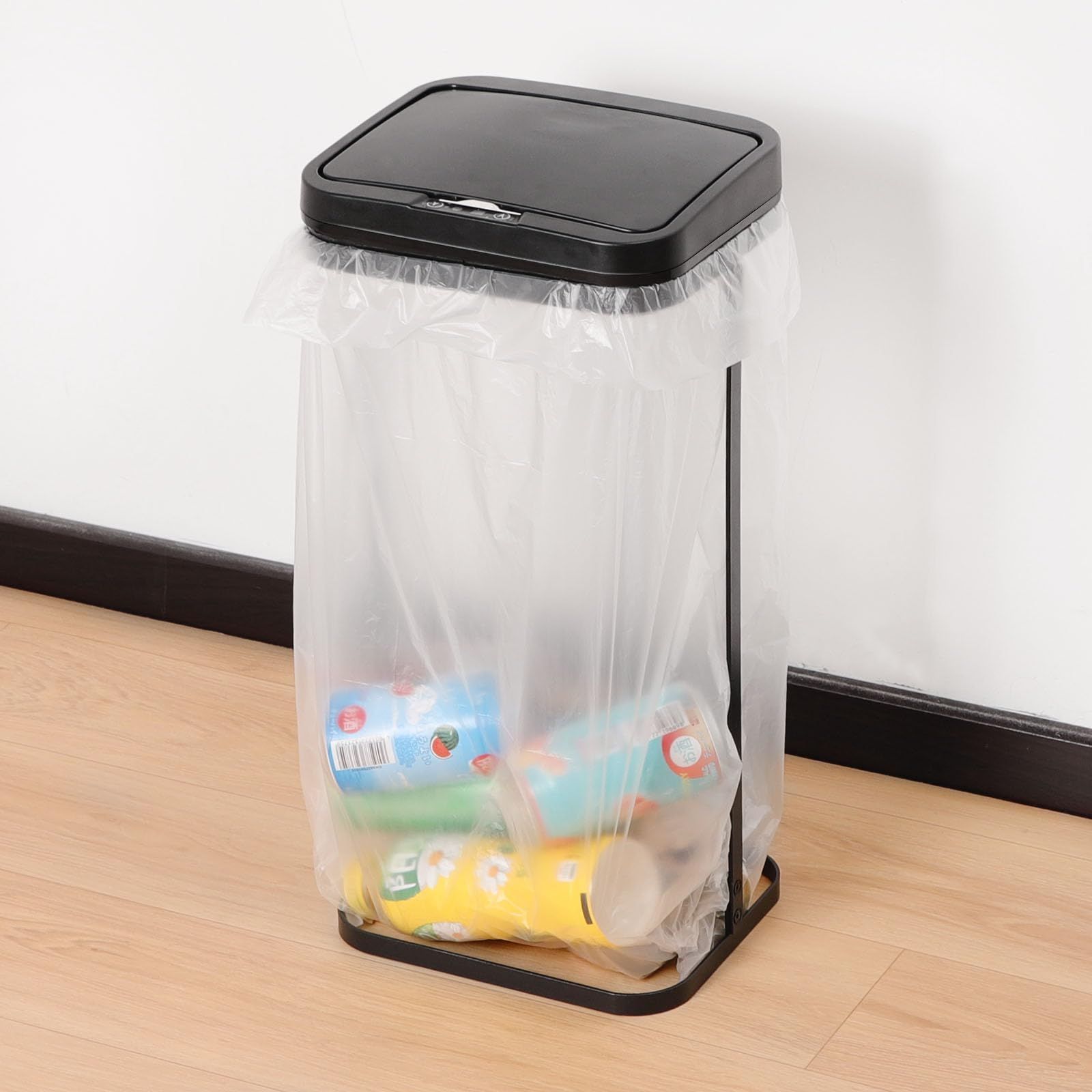 【特価商品】【自動センサー×ゴミ袋ホルダー】20～30L袋対応 ゴミ袋ホルダー ふた付き 自動 センサー 自動ゴミ箱 電池式 ゴミ袋スタンド 蓋付き おしゃれ センサー付き 分別 ごみ箱 幅24cm×