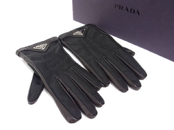 □新品□未使用□ PRADA プラダ テスートナイロン×レザー×カシミヤ100