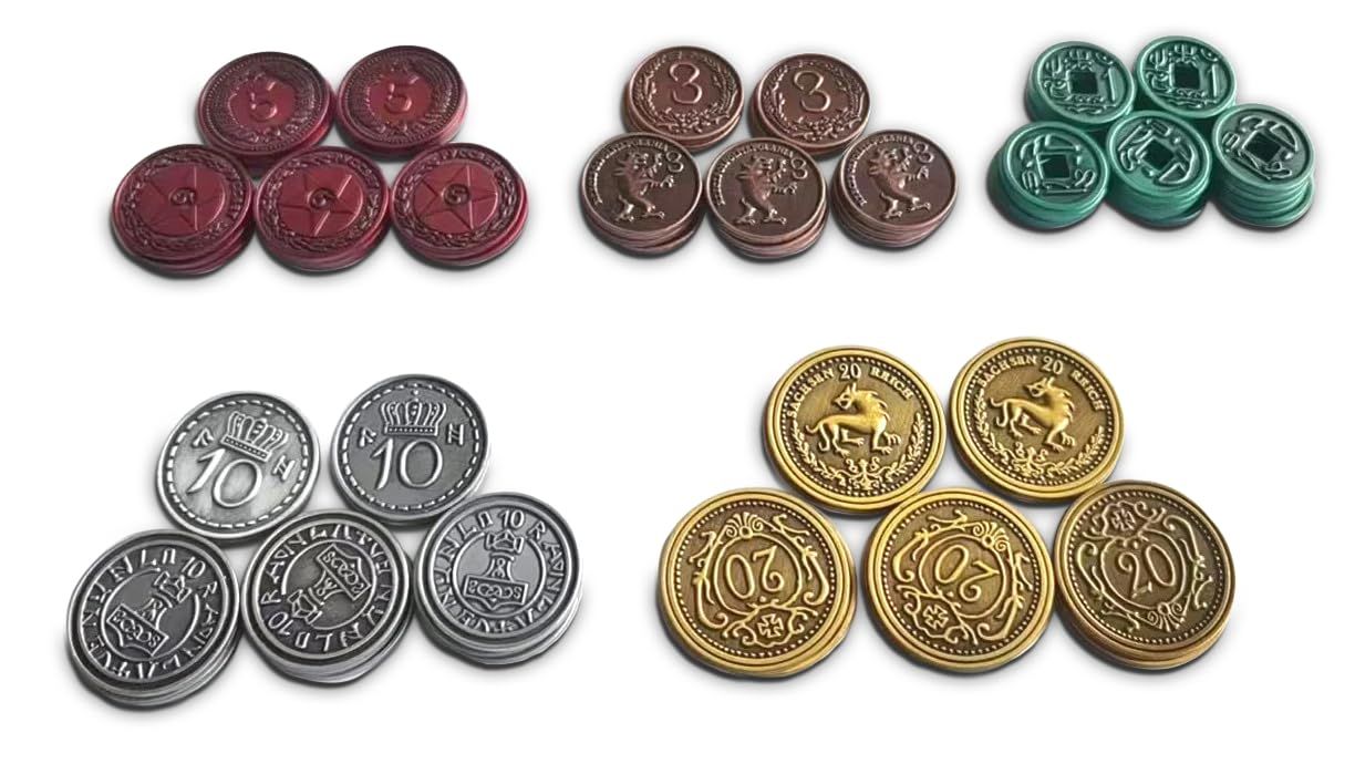 Stonemaier Games:メタルコイン (鎌と探検) | ゲームプレイを強化するメタルコイン | 各金種ごとにユニークな色と側面のコイン80枚  - 値には1、3、5、10、20が含まれます。 レルムコイン(Realm Coins) 金・銀・銅貨 60枚(各20枚)セット Amazon |  Stonemaier Games:メタル ...