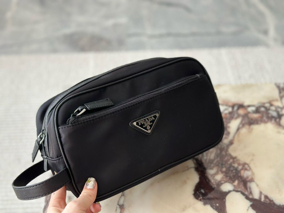 PRADA ブラック ポーチ 25 プラダ PRADA ポーチ ミニポーチ トライアングルロゴ ブラック