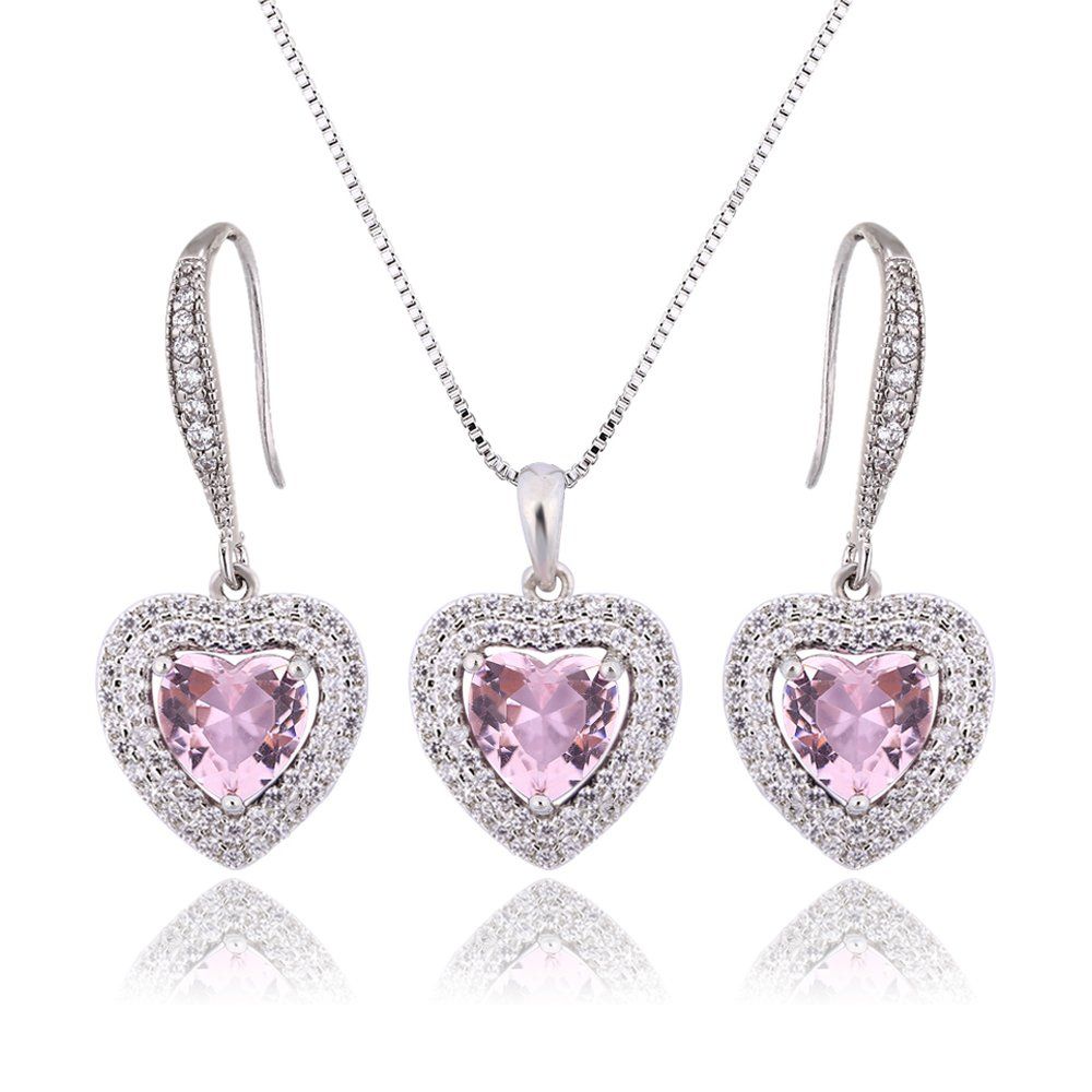 ピアス ネックレス - AMYJANE ハート揺れる スワロフスキー ジルコニア 採用 K18金メッキ フックピアス レディース 金属アレルギー対応 バレンタインギフト/誕生日/結婚式/パーティー/母の日/お