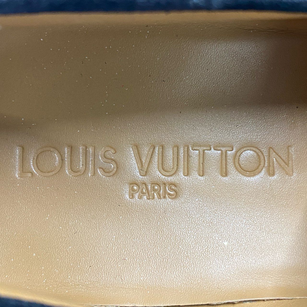 3f7-3 LOUIS VUITTON ルイヴィトン LV スクエアトゥ ソフトドレススリッポン ローファー 6 1/2 ブラック スウェードレザー イタリア製 シューズ