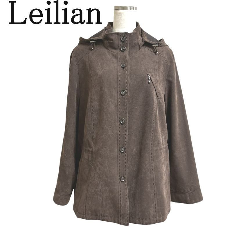 Leilian レリアン レディース モッズコート コーデュロイ 秋コート ジャケット ダークブラウン 茶色 秋色 13号 LL 無地
