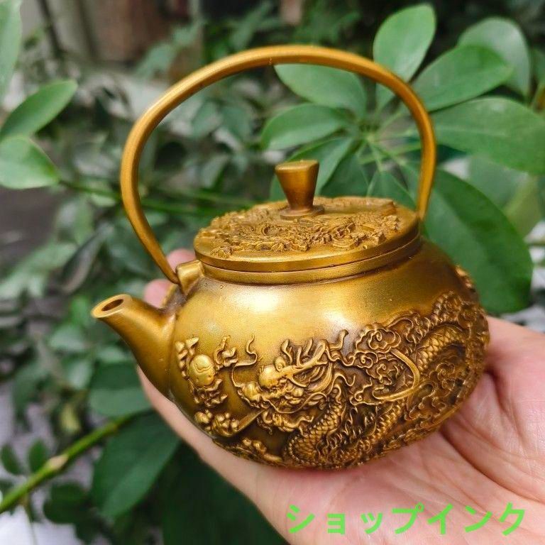 銅器 提梁壺 点金龍鳳徳利 茶壺 茶道具 装飾品 工芸品 美術品 置物 銅器 提梁壺 点金龍鳳徳利 茶壺 茶道具 装飾品 工芸品 美術品 置物